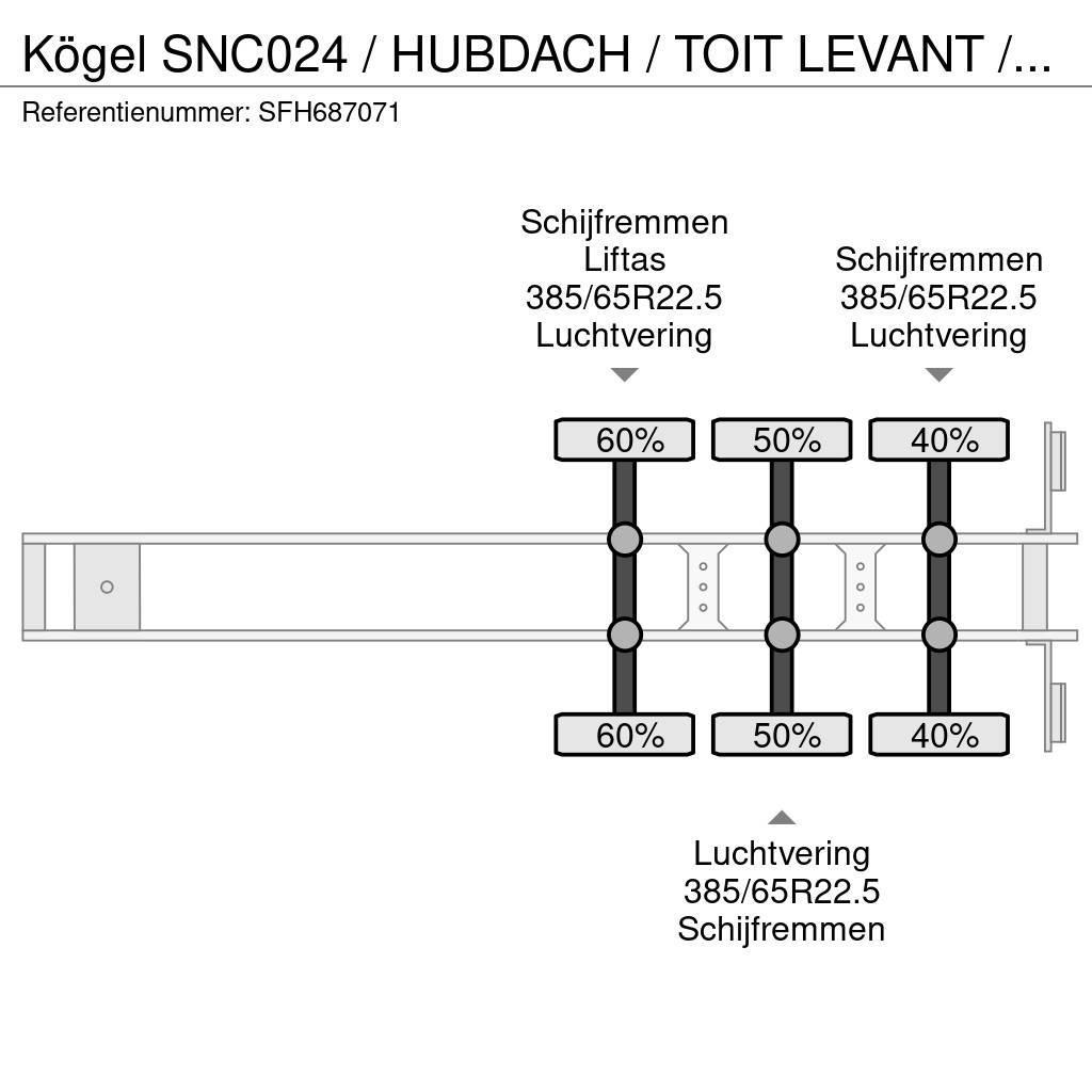 Kögel SNC024 / HUBDACH / TOIT LEVANT / HEFDAK / LIFTAS Tentinės puspriekabės