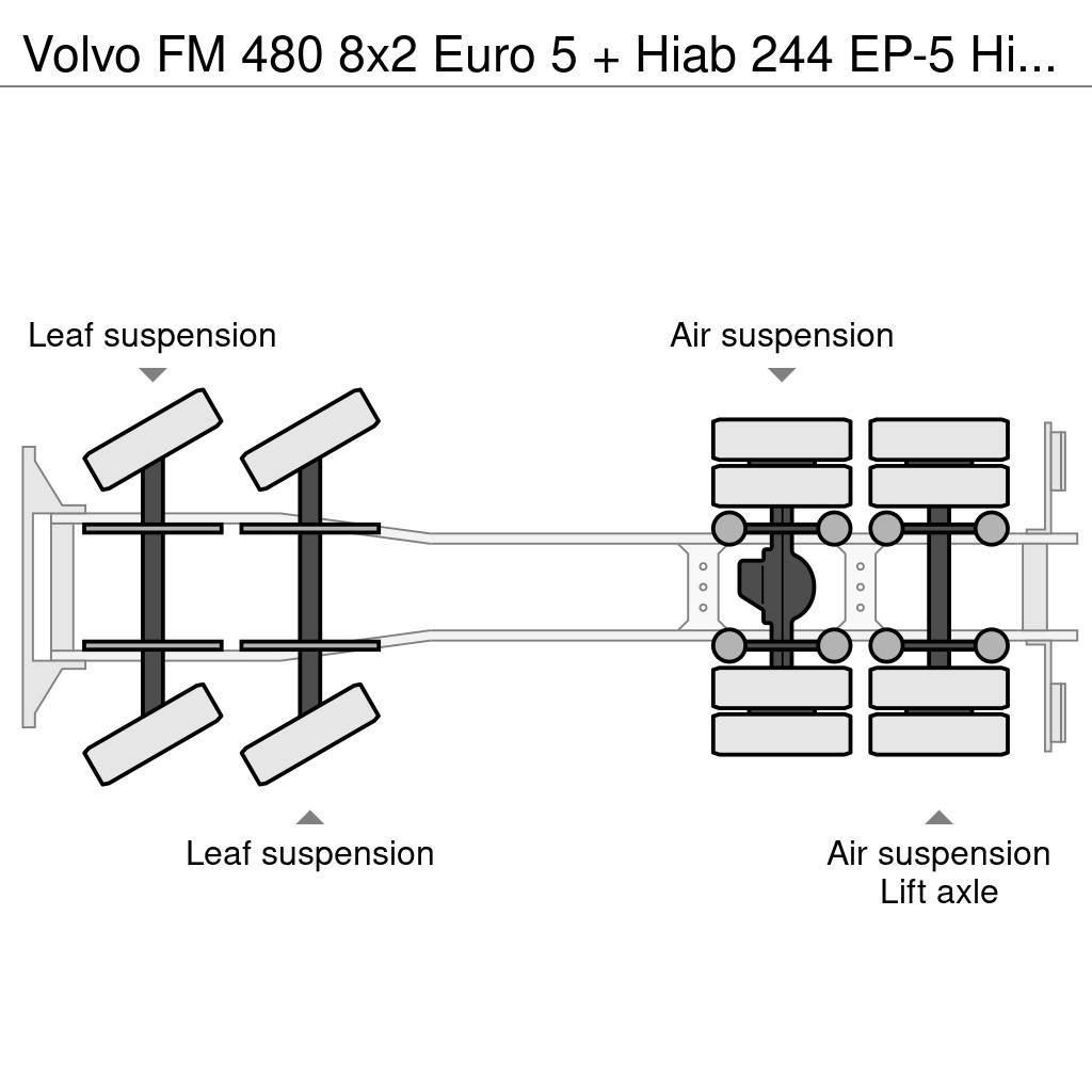 Volvo FM 480 8x2 Euro 5 + Hiab 244 EP-5 Hipro + Multilif Sunkvežimiai su keliamuoju kabliu