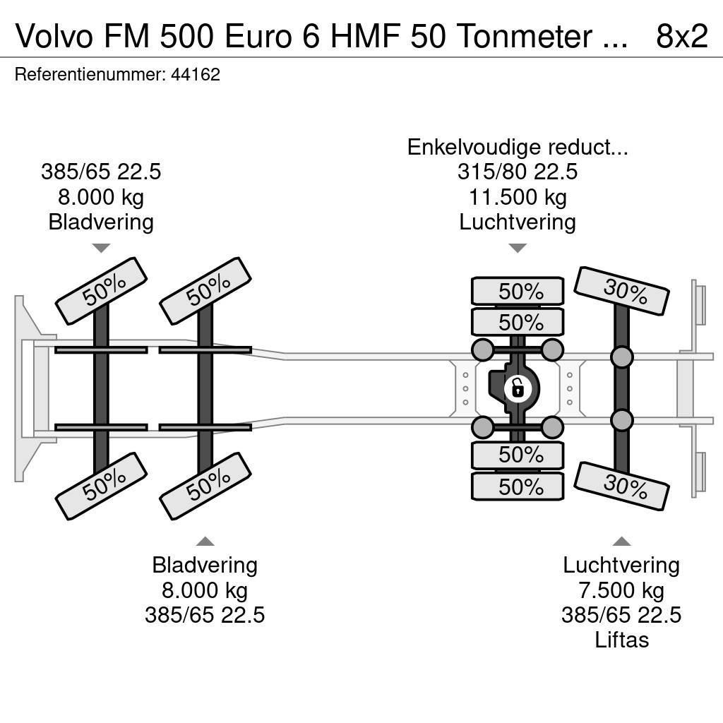 Volvo FM 500 Euro 6 HMF 50 Tonmeter laadkraan + Fly-Jib Visureigiai kranai