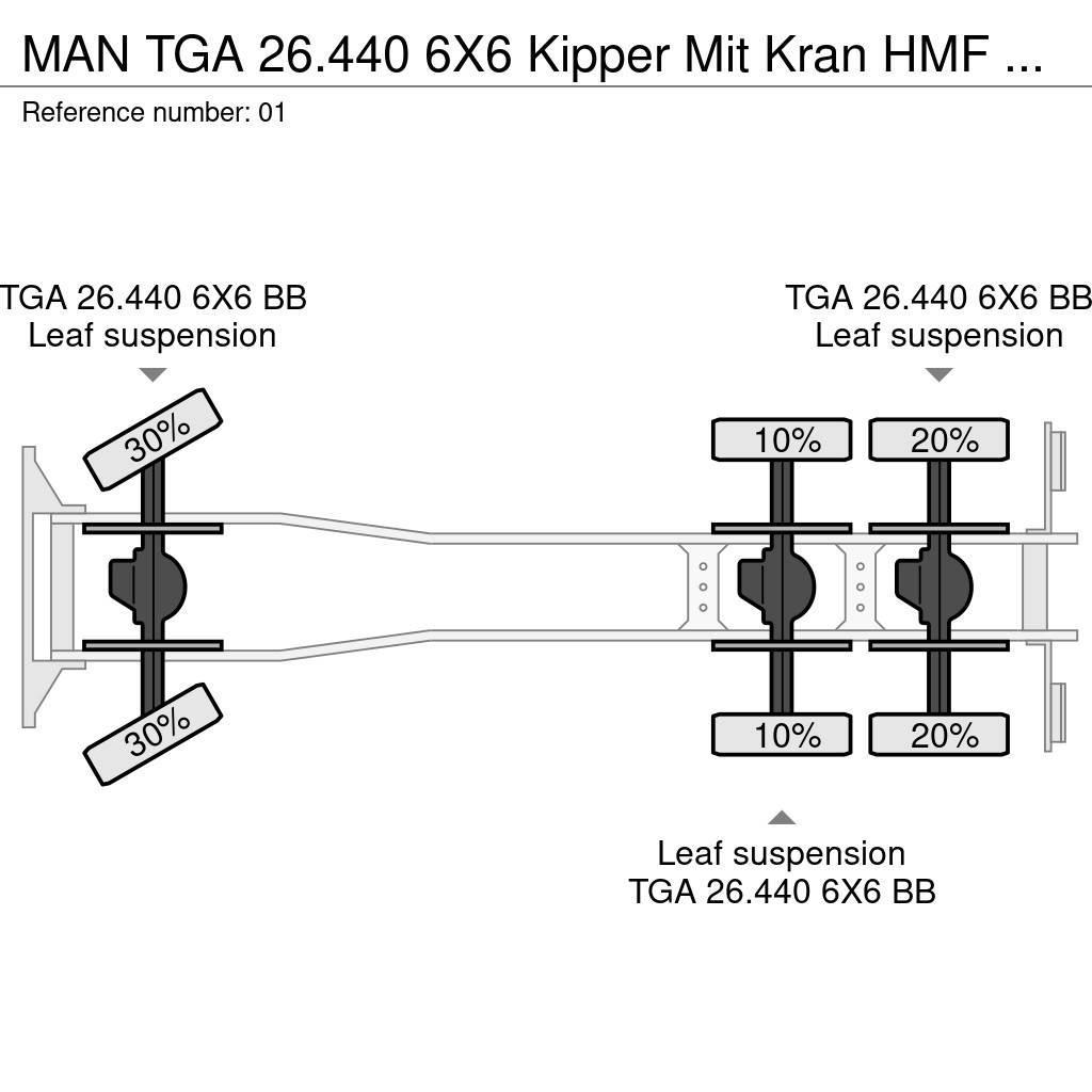 MAN TGA 26.440 6X6 Kipper Mit Kran HMF 16 TON /Funk Automobiliniai kranai