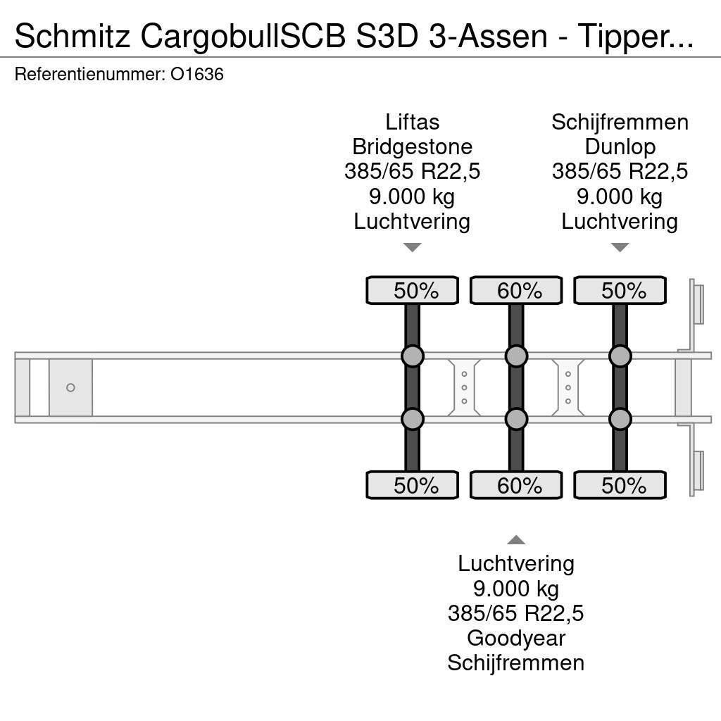 Schmitz Cargobull SCB S3D 3-Assen - Tipper 46m³ - Steel/Steel - Lift Tipper semi-trailers