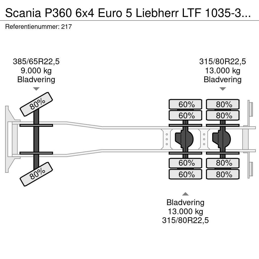 Scania P360 6x4 Euro 5 Liebherr LTF 1035-3.1 Radio Remote All terrain cranes