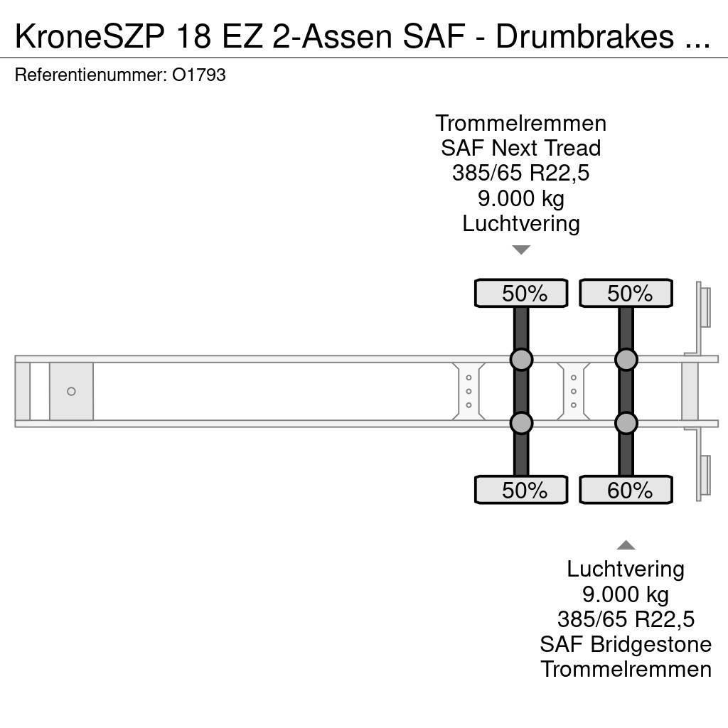 Krone SZP 18 EZ 2-Assen SAF - Drumbrakes - 20FT connecti Containerframe semi-trailers