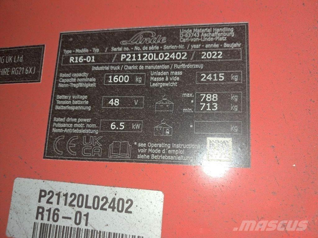 Linde R16-01 Elektriniai šakiniai krautuvai
