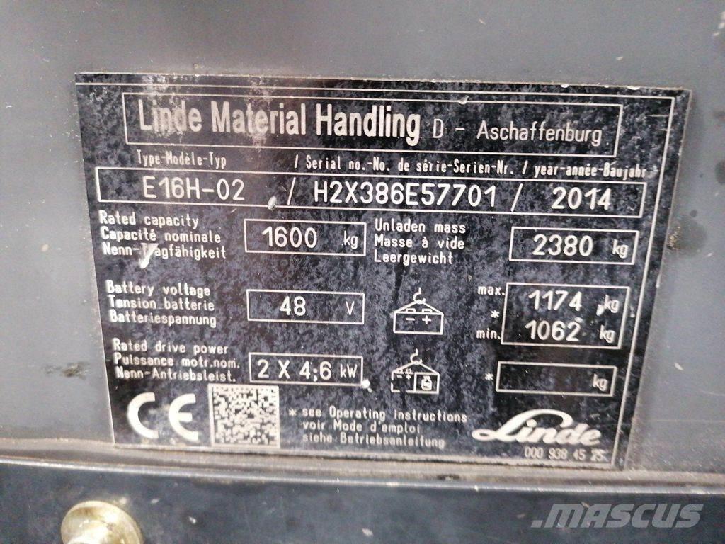 Linde E16H-02 Elektriniai šakiniai krautuvai