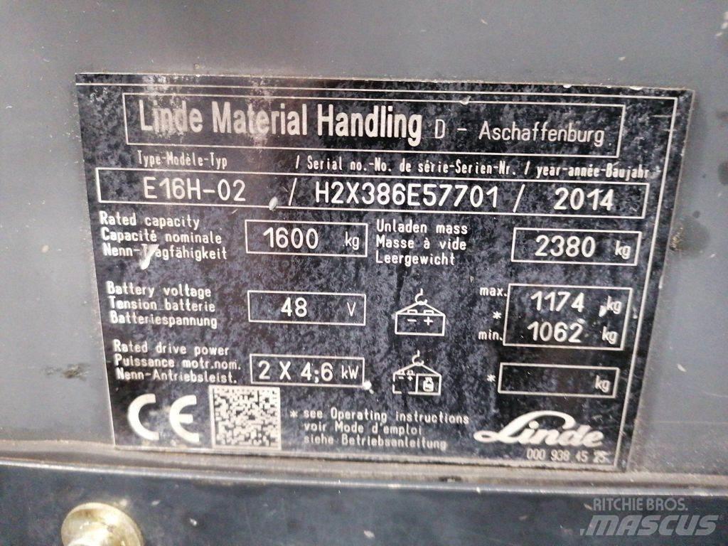 Linde E16H-02 Elektriniai šakiniai krautuvai