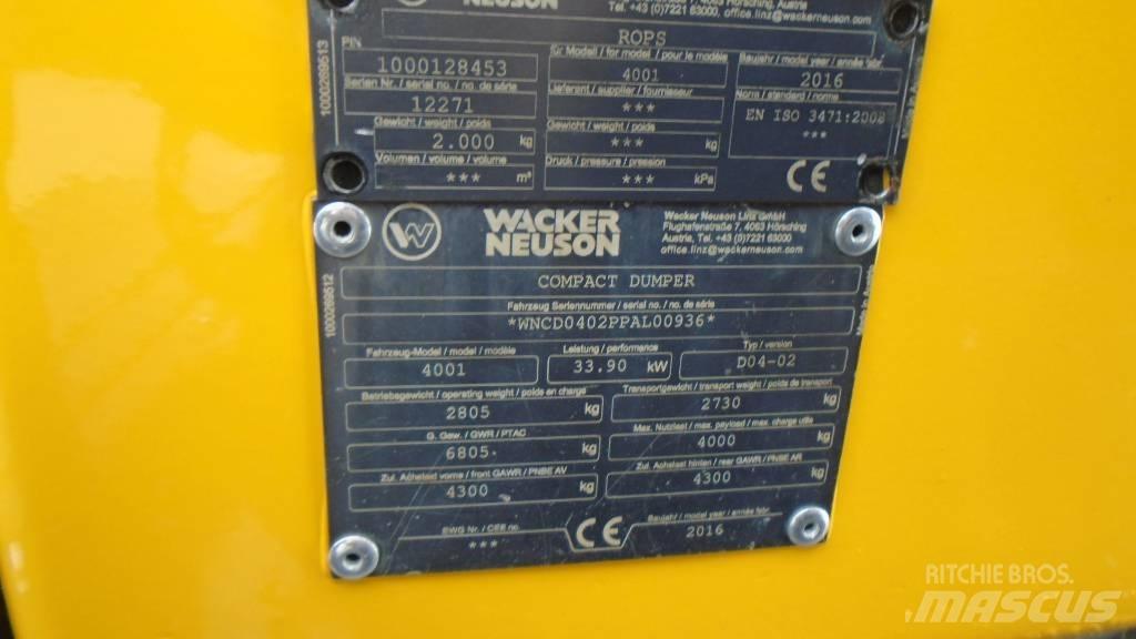 Wacker Neuson 4001 s Statybiniai savivarčiai sunkvežimiai