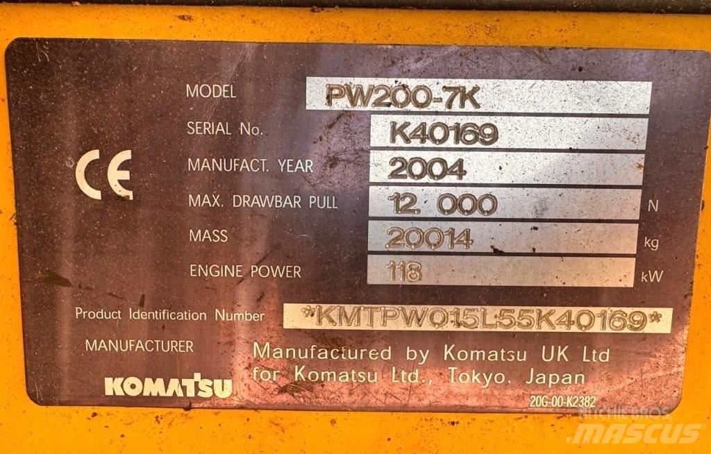 Komatsu PW 200-7K Ratiniai ekskavatoriai