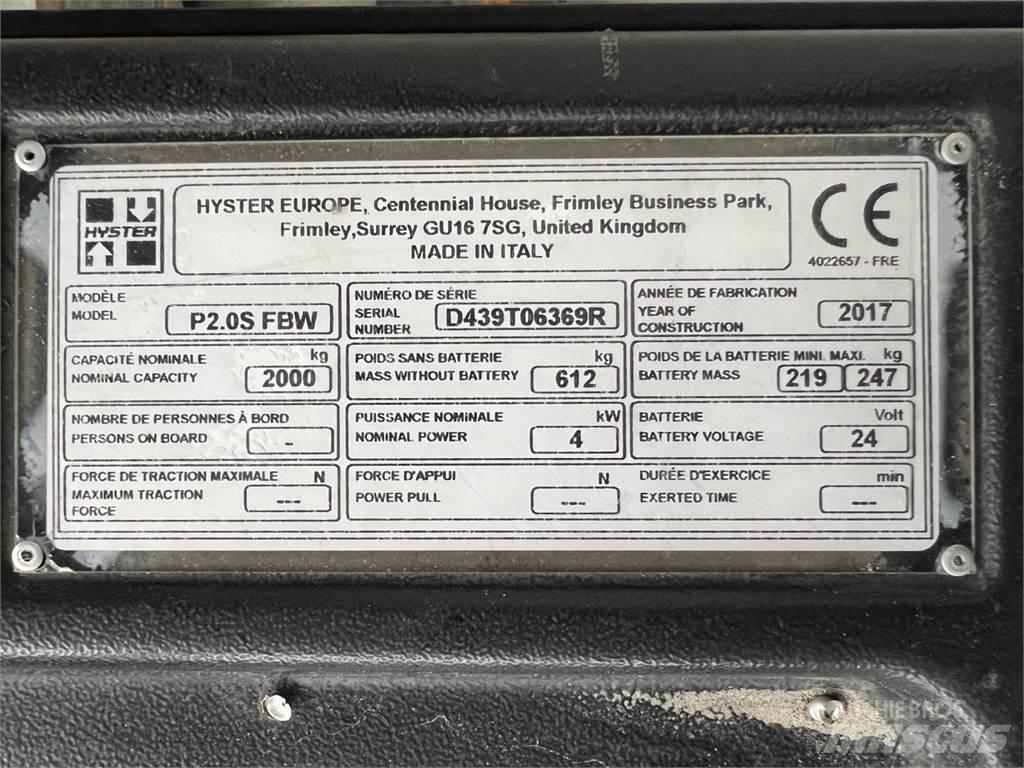 Hyster P2.0S Mažų aukščių keltuvai