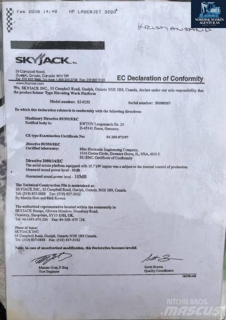 SkyJack 9250 Žirkliniai keltuvai