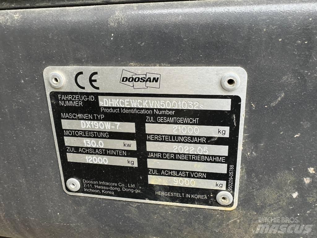 Doosan DX 190 W-7 Ratiniai ekskavatoriai