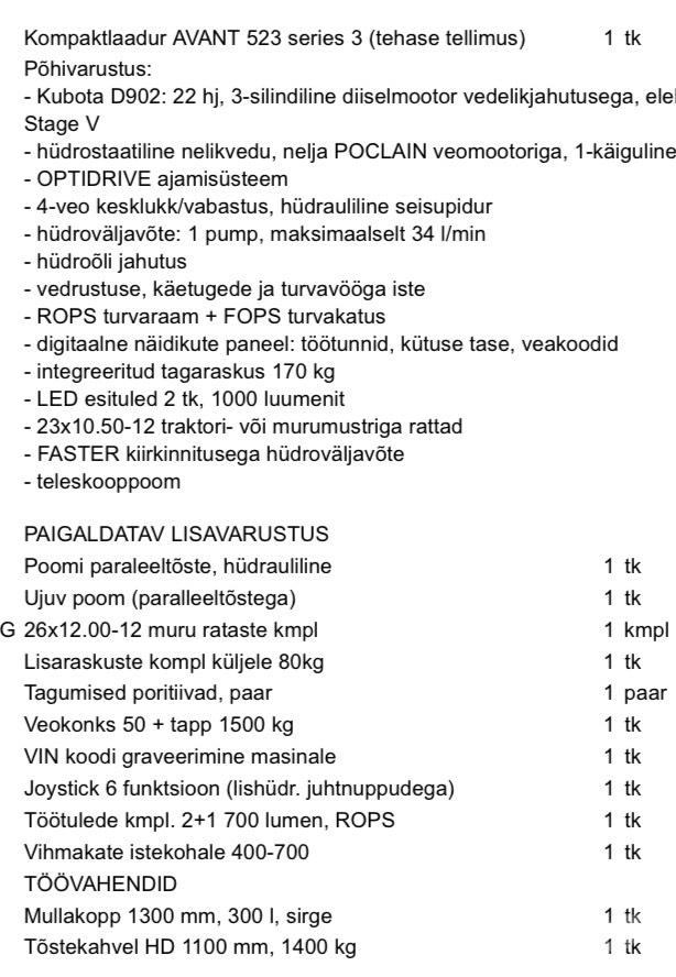 Avant 523 Krautuvai su šoniniu pasukimu