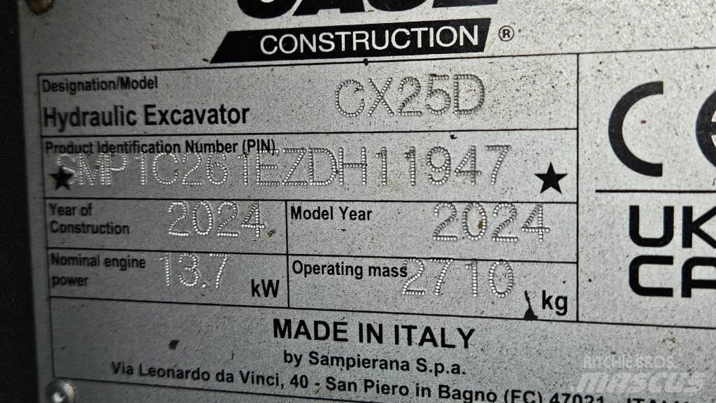 CASE CX25D Mini ekskavatoriai < 7 t