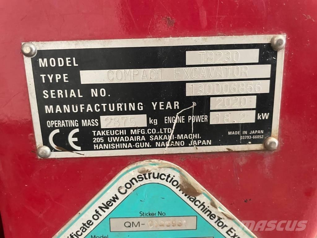 Takeuchi TB 230 Mini ekskavatoriai < 7 t