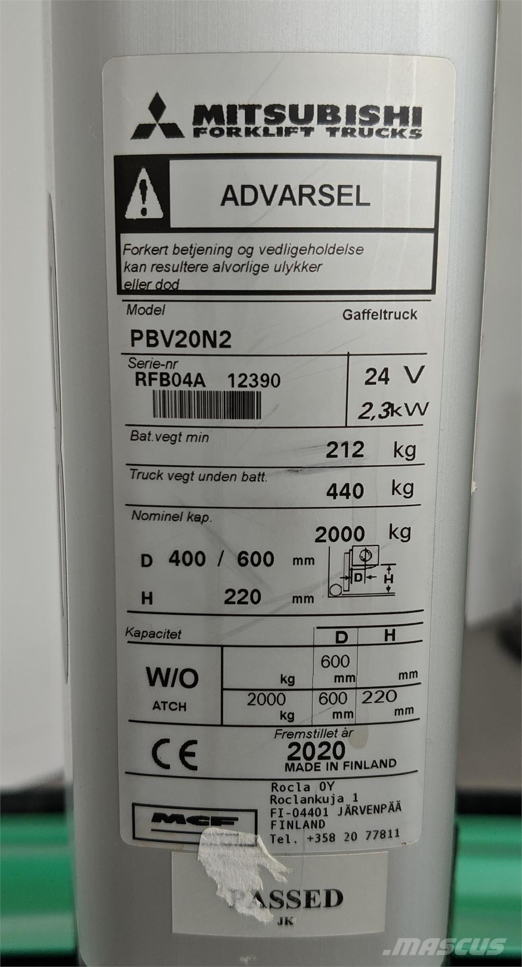 Mitsubishi PBV20N2 Keltuvai su platforma operatoriui