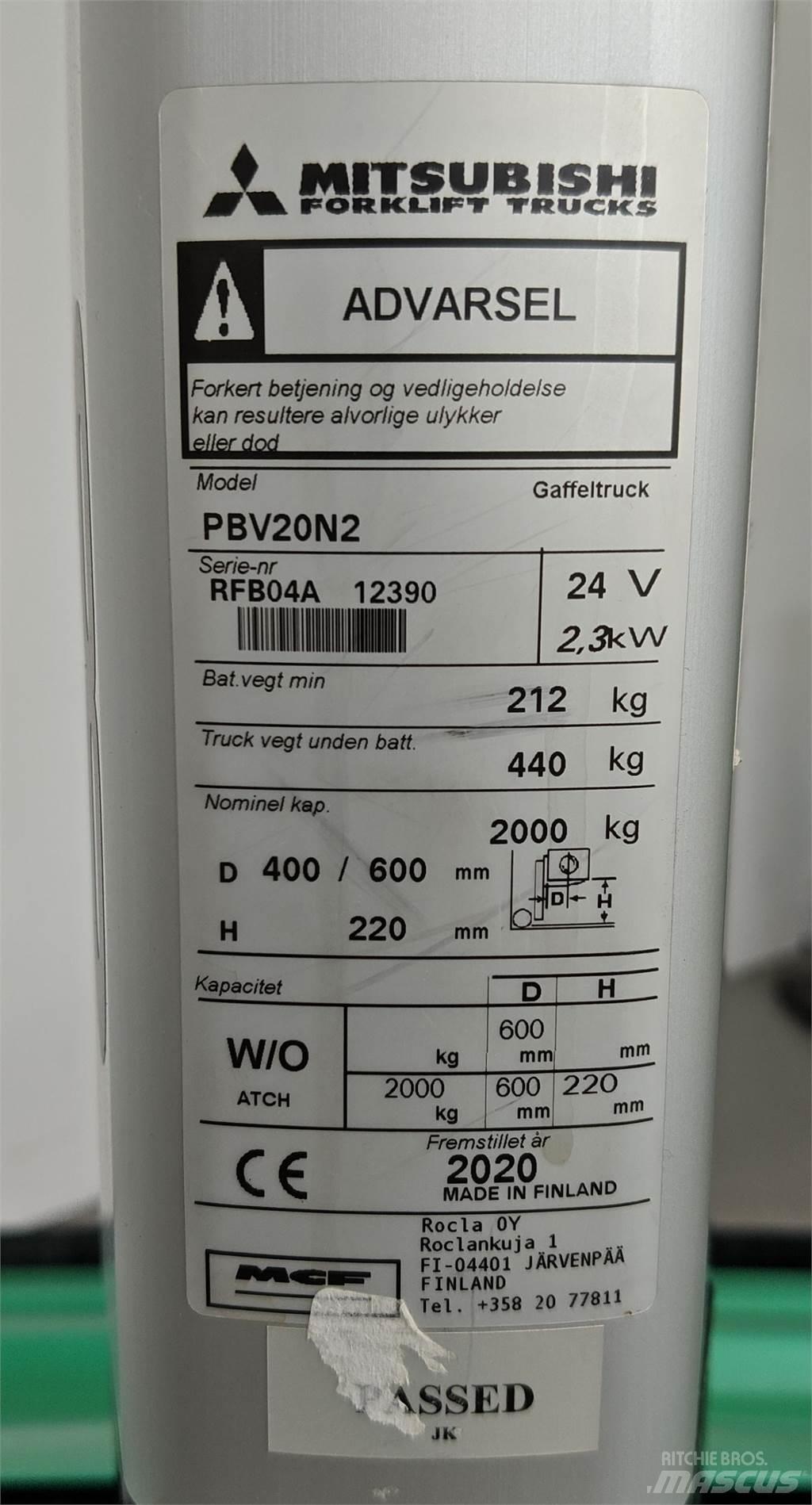 Mitsubishi PBV20N2 Šakiniai krautuvai - Kita