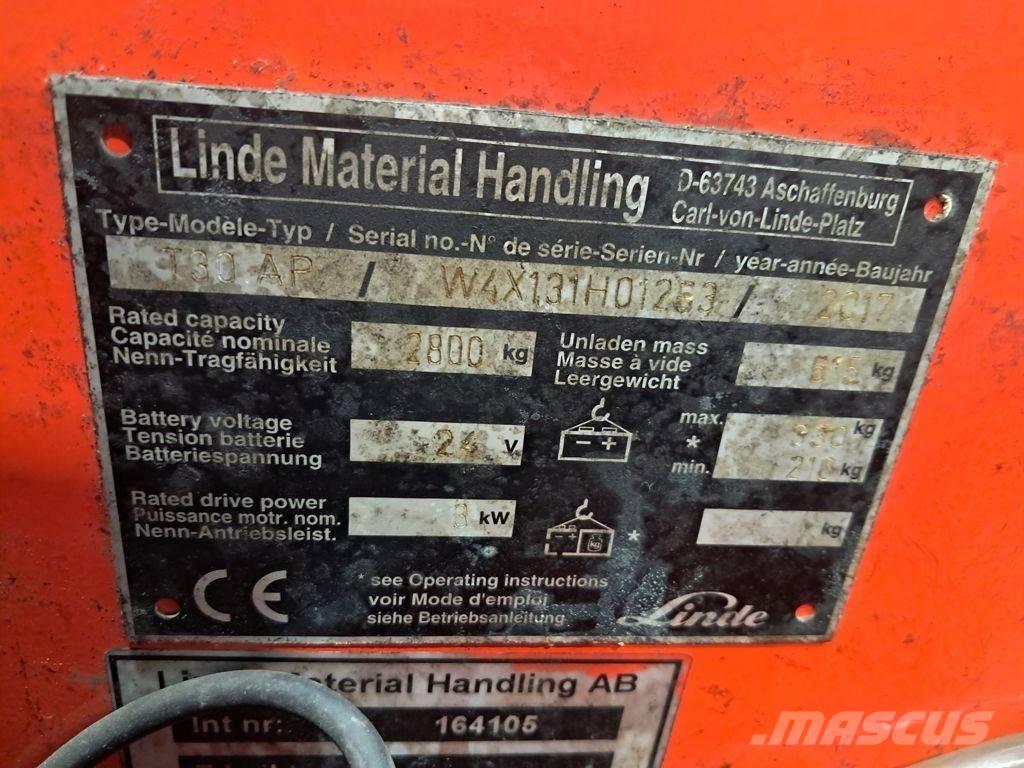 Linde T30 Mažų aukščių keltuvai
