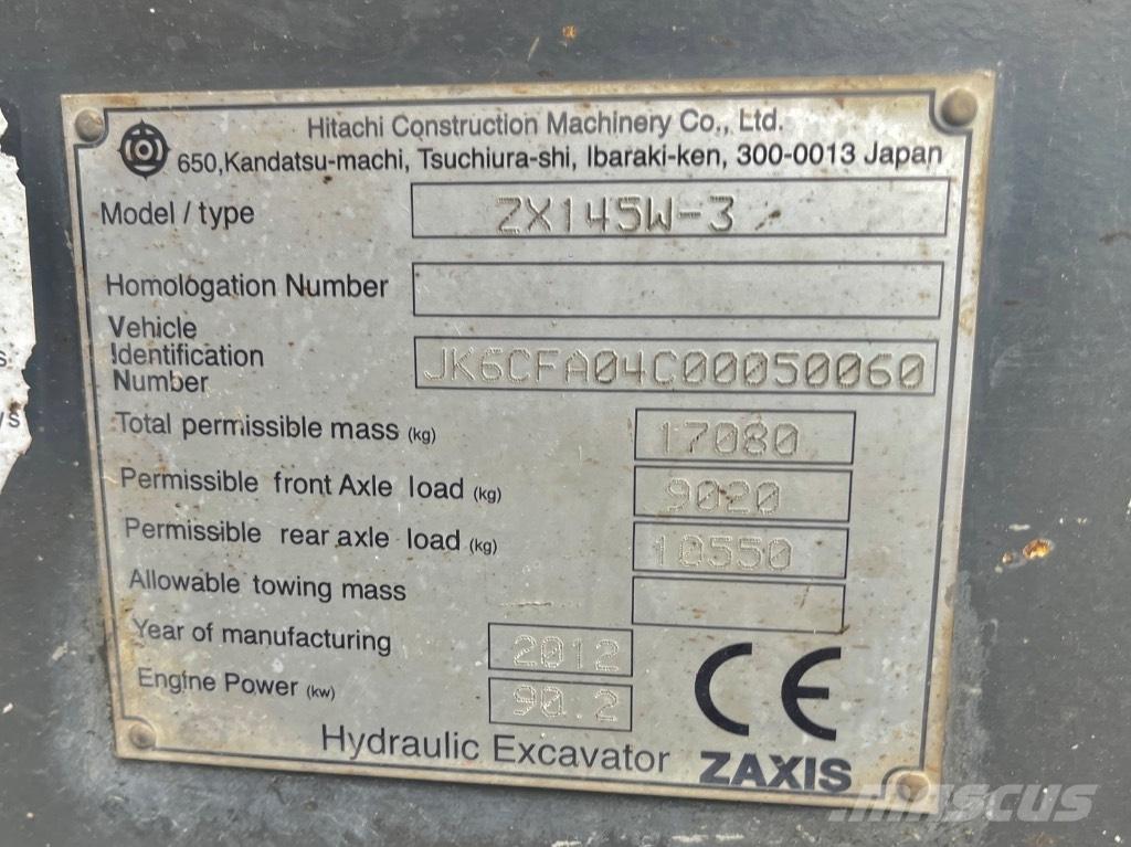 Hitachi ZX 145 W-3 Ratiniai ekskavatoriai