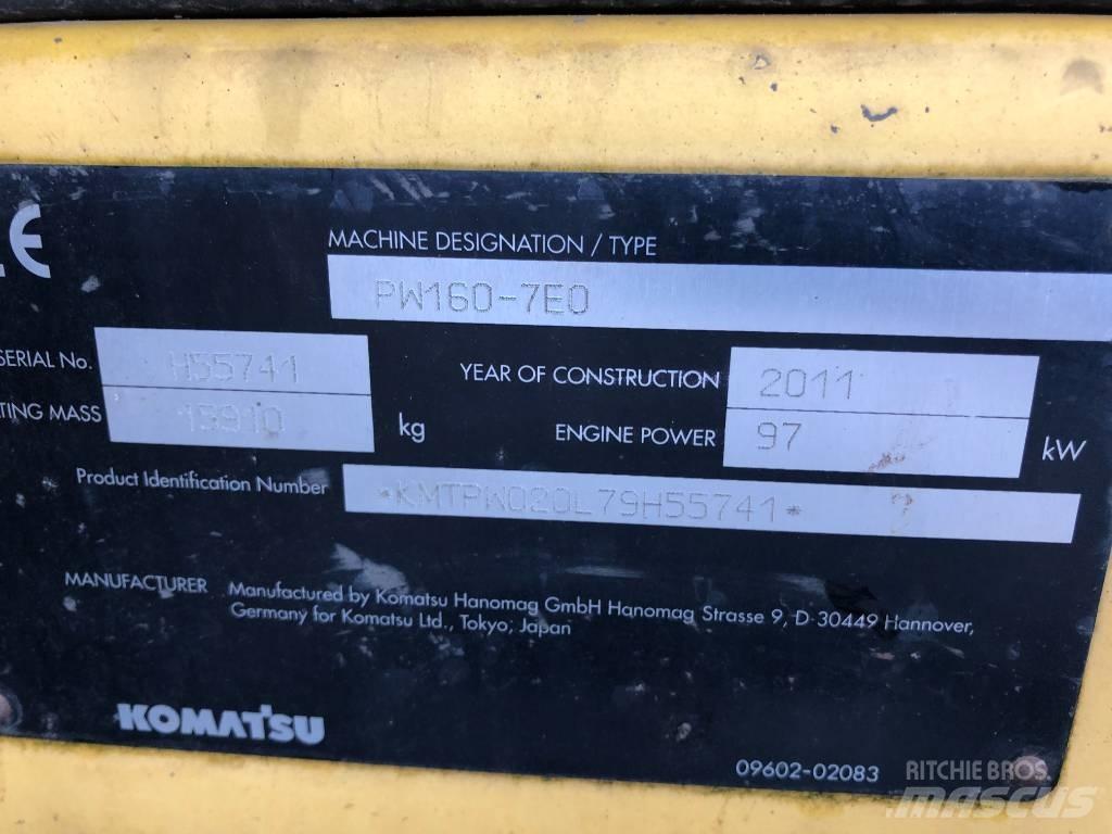 Komatsu PW160-7E0 Ratiniai ekskavatoriai