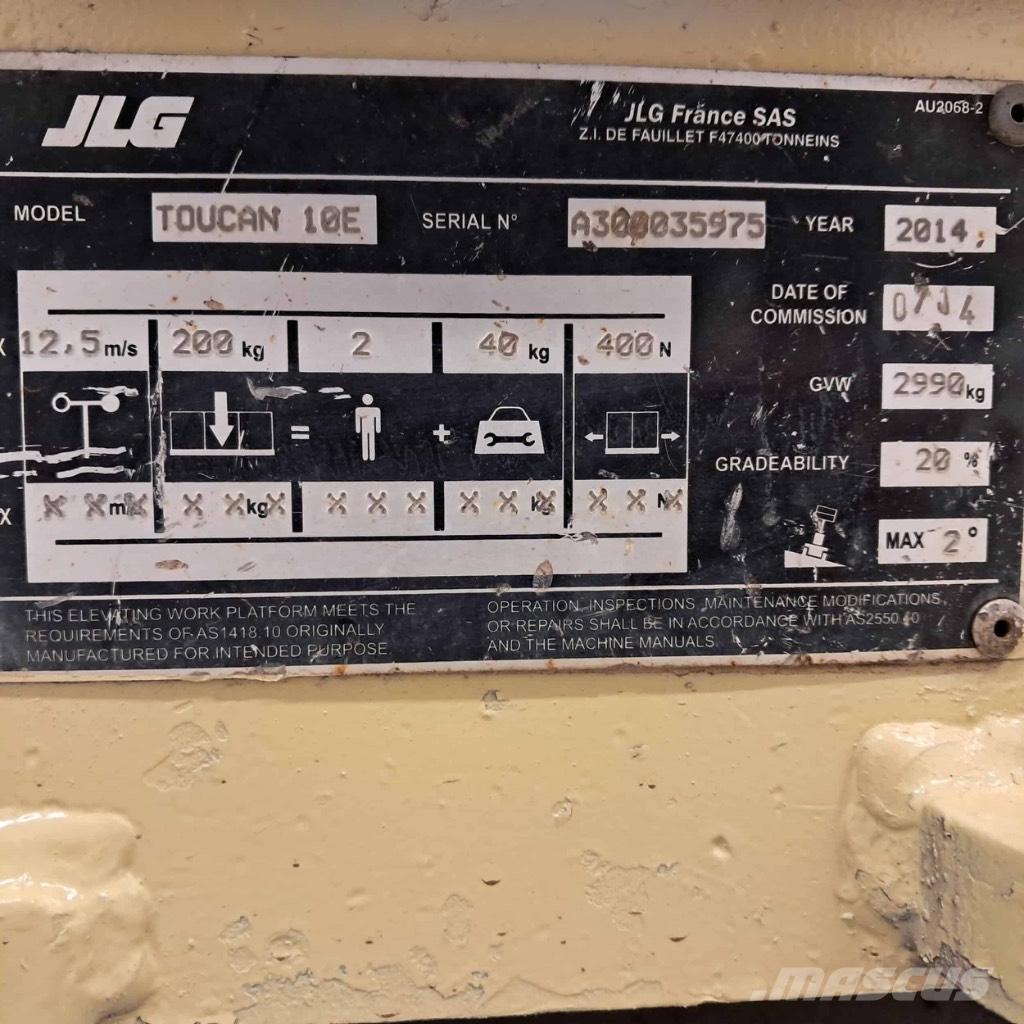 JLG Toucan 10 E Vertikalūs stiebiniai keltuvai
