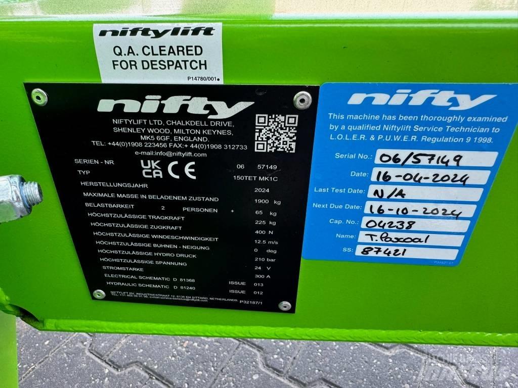 Niftylift 150 TET Ant priekabų montuojamos kėlimo platformos