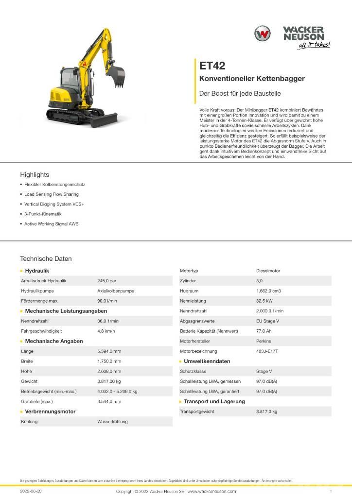 Wacker Neuson ET 42 Vikšriniai ekskavatoriai