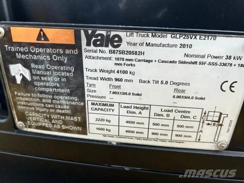 Yale 2.5 Heftruck LPG (dujiniai) krautuvai
