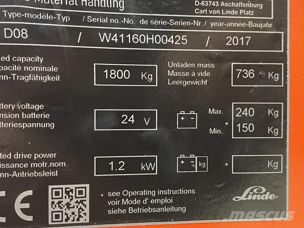 Linde D08 Rankiniai vėžimėliai