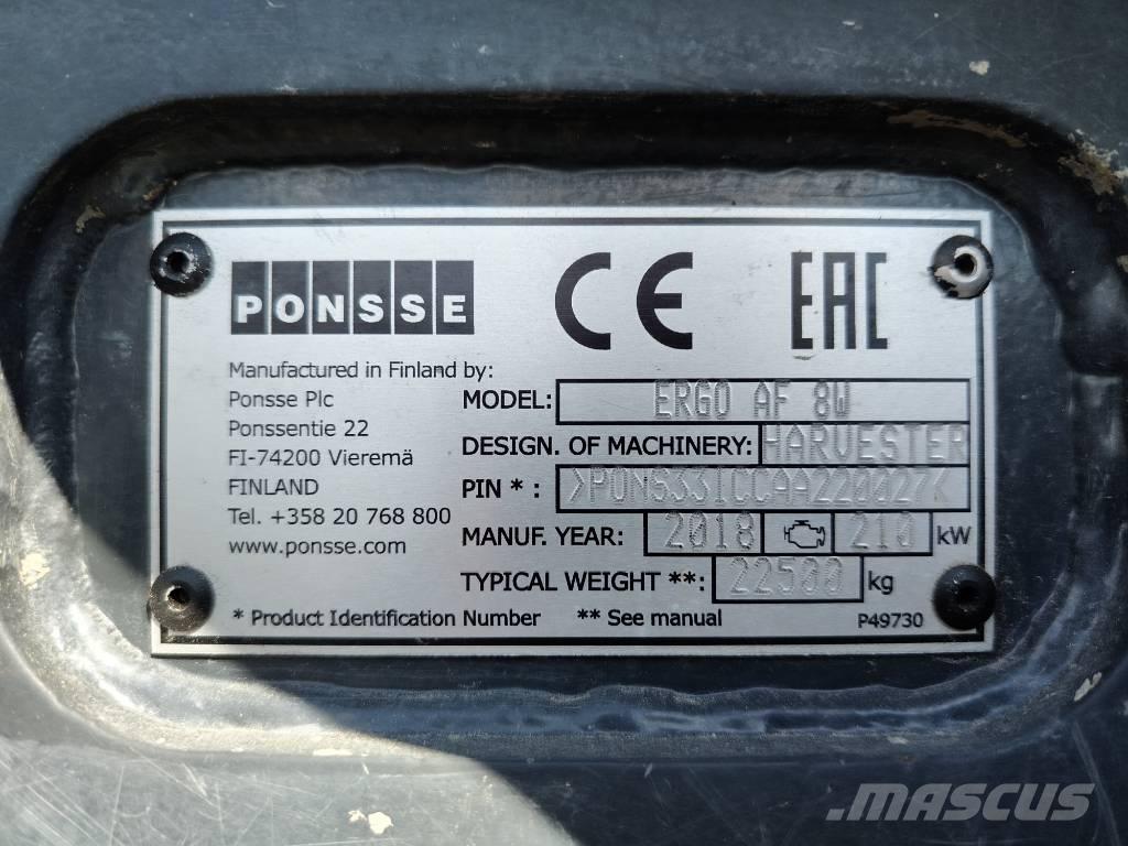 Ponsse Ergo AF 8W Miško technika (Harvesteriai)