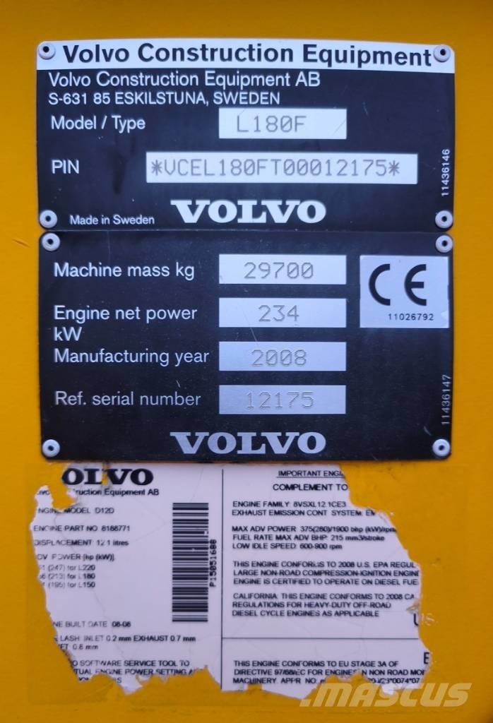 Volvo L 180 F Naudoti ratiniai krautuvai