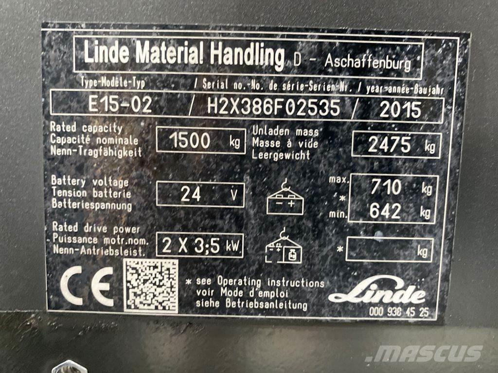 Linde E15-02 Elektriniai šakiniai krautuvai