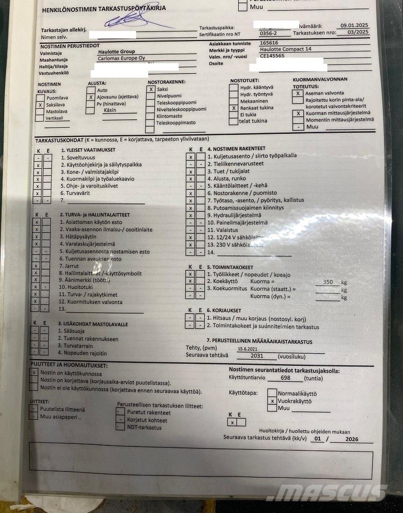 Haulotte Compact 14 Žirkliniai keltuvai