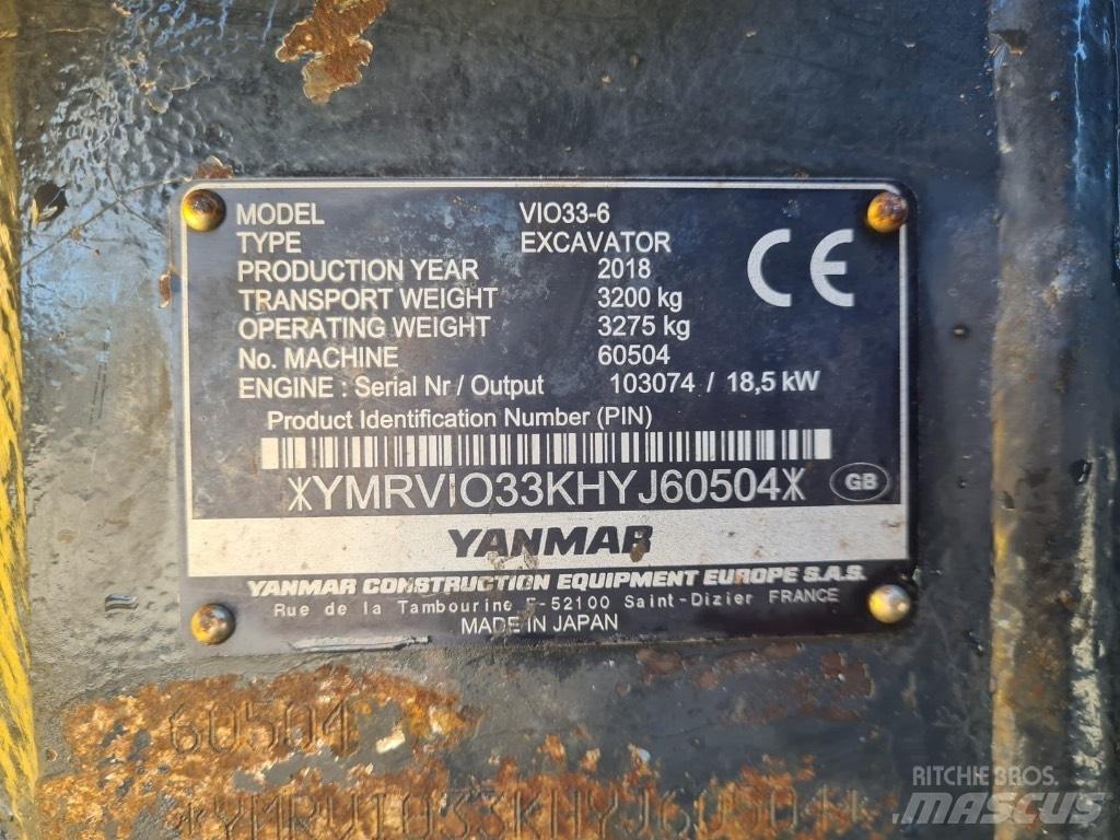 Yanmar VIO33-6 Mini ekskavatoriai < 7 t