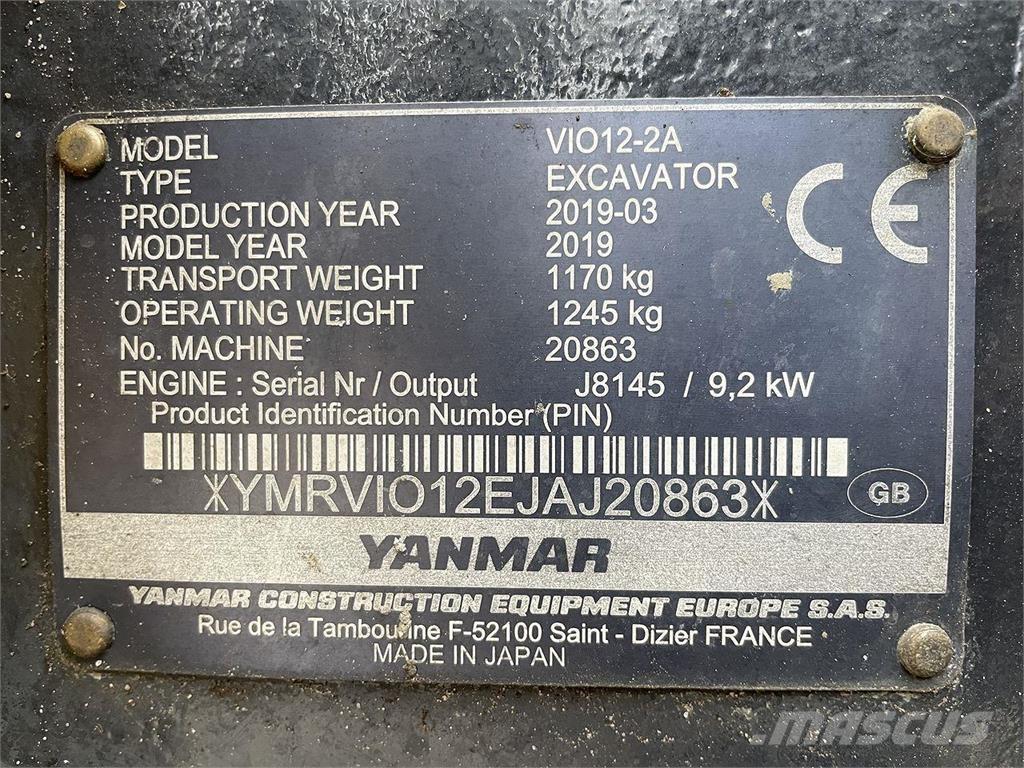 Yanmar VIO12 Ratiniai ekskavatoriai