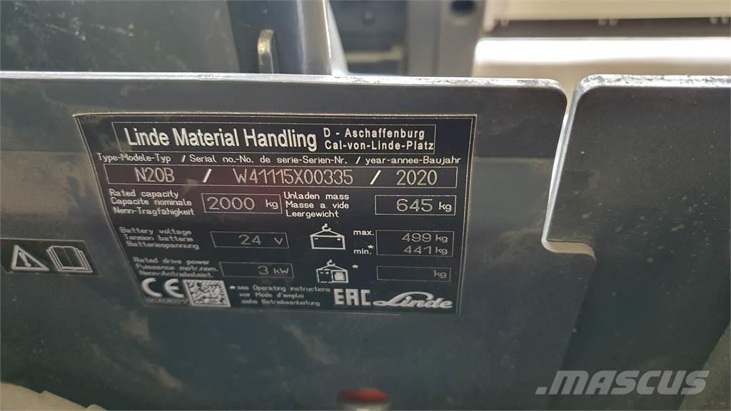 Linde N20B Mažų aukščių užsakytų prekių krautuvai