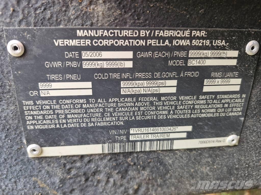 Vermeer BC1400 Medienos smulkintuvai