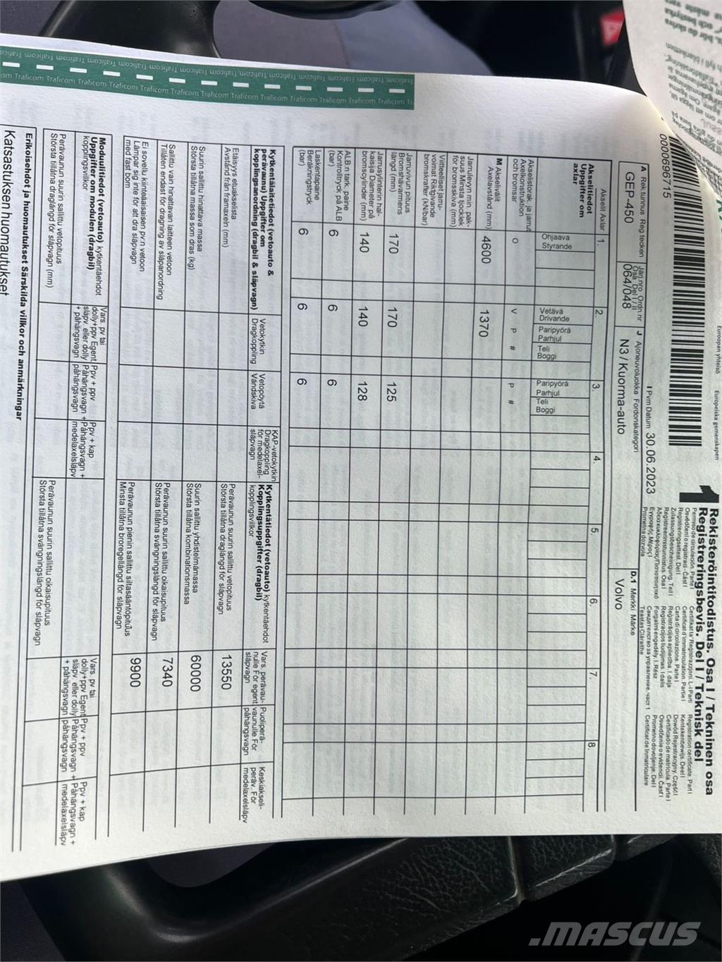 Volvo FH12 6X2 Savivarčiai su kabeliniu keltuvu