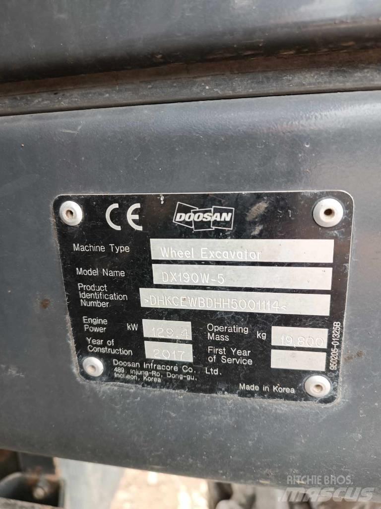 Doosan DX 190 W-5 Ratiniai ekskavatoriai