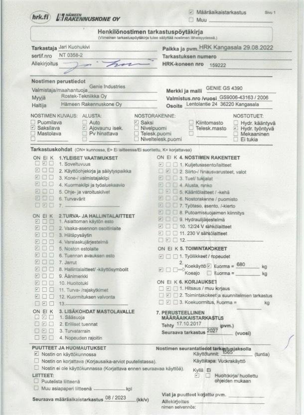 Genie GS 4390 Žirkliniai keltuvai