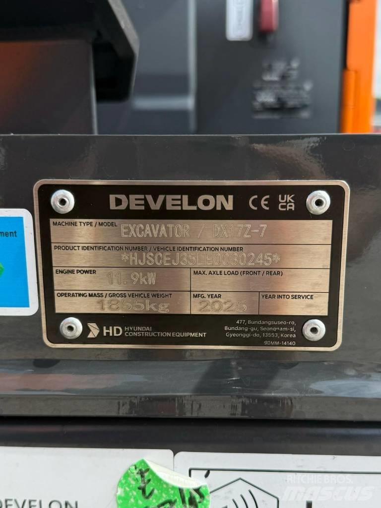 Develon DX 17 Z-7 Mini ekskavatoriai < 7 t
