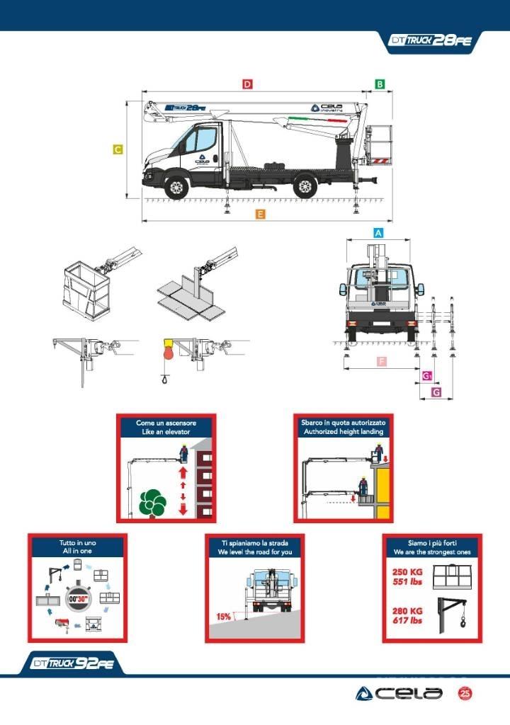 Cela DT 28 truck FE Ant vilkikų montuojamos kėlimo platformos