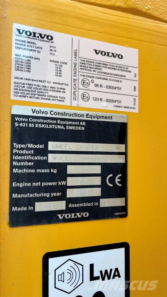 Volvo L220H Naudoti ratiniai krautuvai