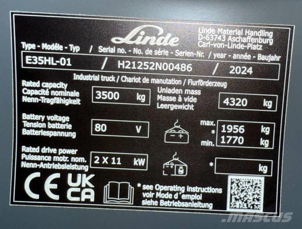 Linde E 35 Elektriniai šakiniai krautuvai