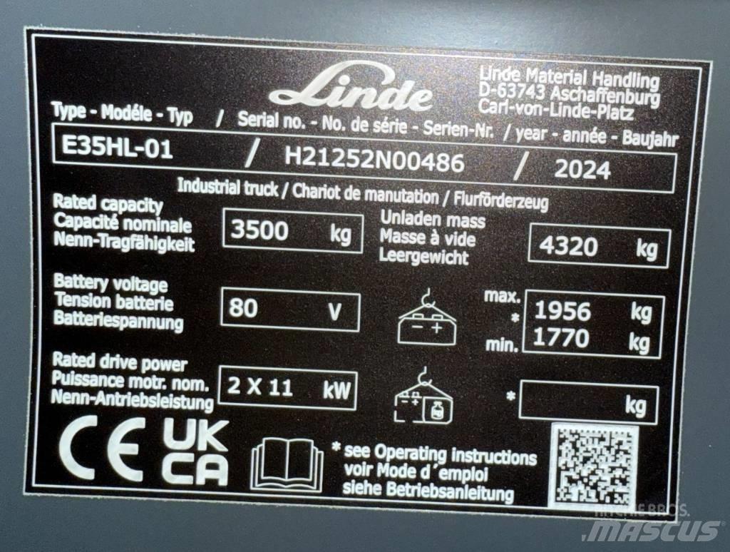 Linde E35HL/1252-01 Elektriniai šakiniai krautuvai