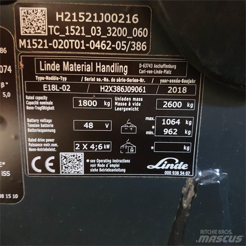 Linde E18L Elektriniai šakiniai krautuvai