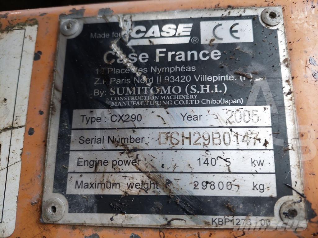 CASE CX 290 Vikšriniai ekskavatoriai