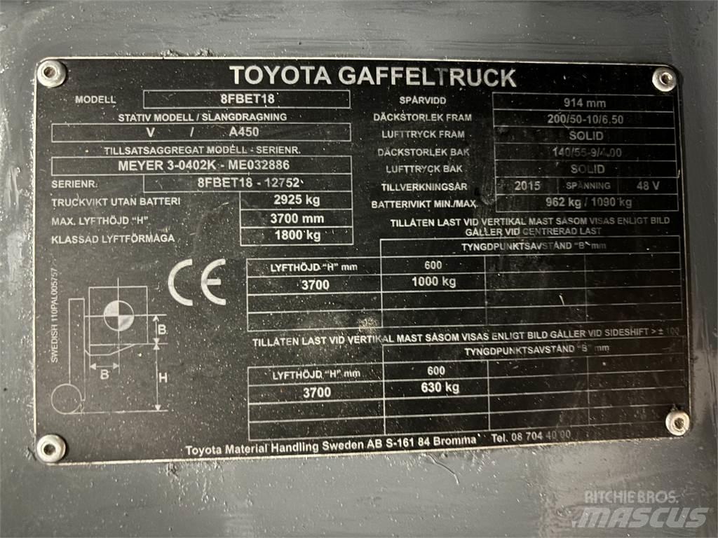 Toyota 8FBET18 Elektriniai šakiniai krautuvai
