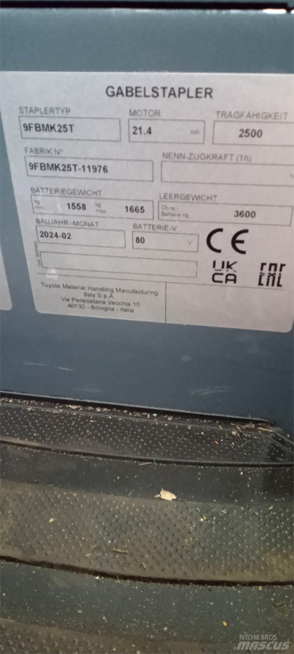Toyota 9FBMK25T Elektriniai šakiniai krautuvai