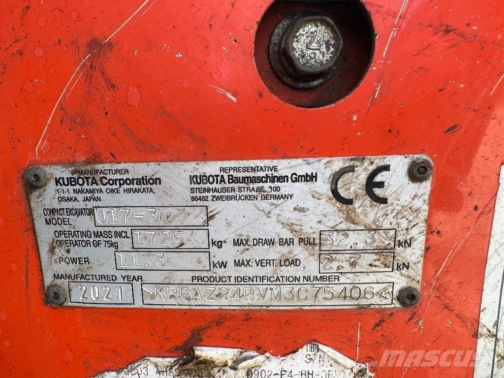 Kubota U 17-3 Mini ekskavatoriai < 7 t