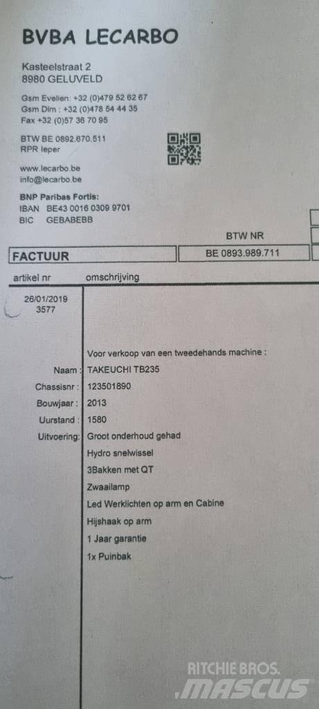 Takeuchi TB 235 Vikšriniai ekskavatoriai